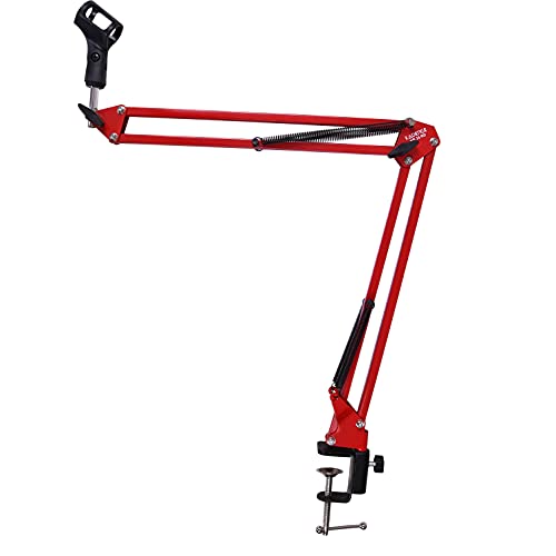Kadence NB35RD Home Series Microphone Boom Arm Stand | Steel Frame & Smooth Angle Adjustment | Dual-Spring Suspension with 360° Rotation | Desk Clamp Mount for Recording,& Online Classes | Red - Image 1