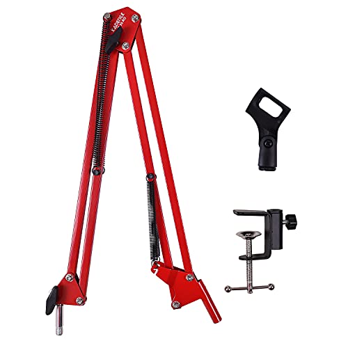 Kadence NB35RD Home Series Microphone Boom Arm Stand | Steel Frame & Smooth Angle Adjustment | Dual-Spring Suspension with 360° Rotation | Desk Clamp Mount for Recording,& Online Classes | Red - Image 3