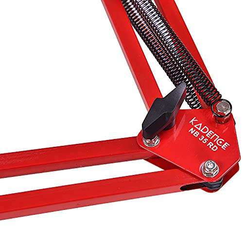 Kadence NB35RD Home Series Microphone Boom Arm Stand | Steel Frame & Smooth Angle Adjustment | Dual-Spring Suspension with 360° Rotation | Desk Clamp Mount for Recording,& Online Classes | Red - Image 5