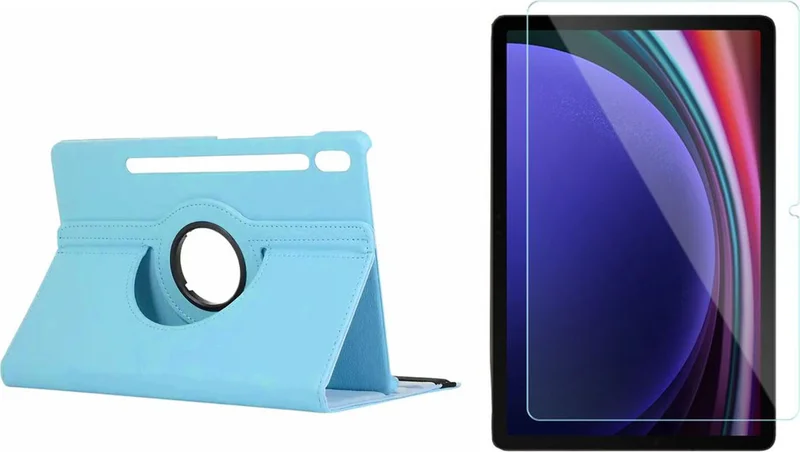 فورزاكاس Samsung Tab S9 Fe Plus Compatible 360 ​​Degree Rotating Stand Case + Tempered Unbreakable Glass FC012