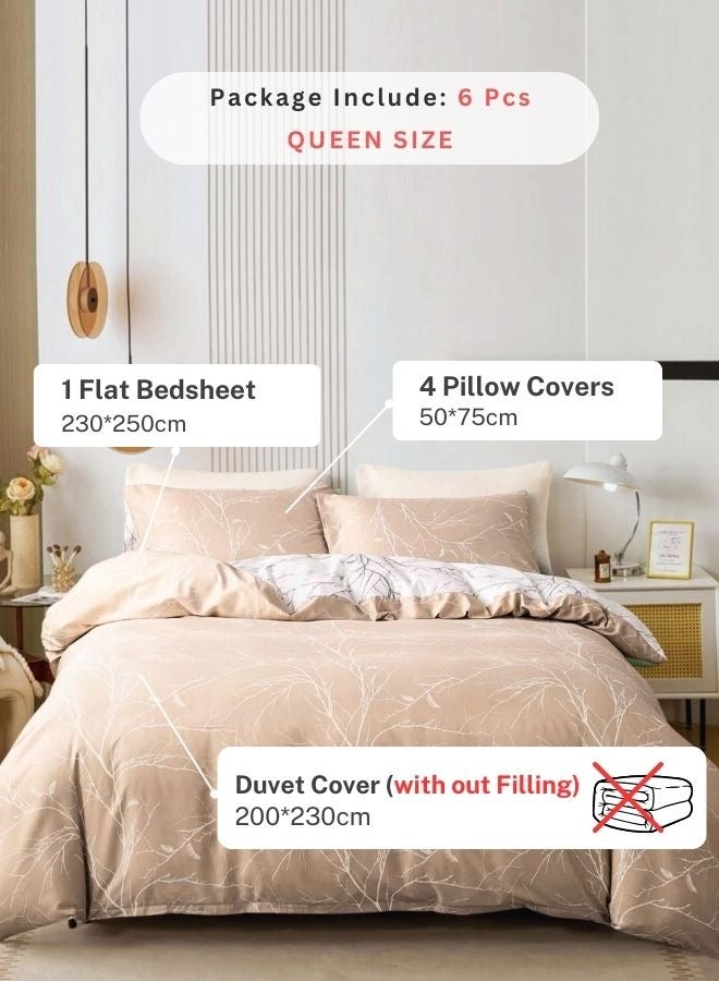 LUNA Home Queen size reversible Duvet Cover Set,  Pine Brown Color, Twigs Design  - Image 2