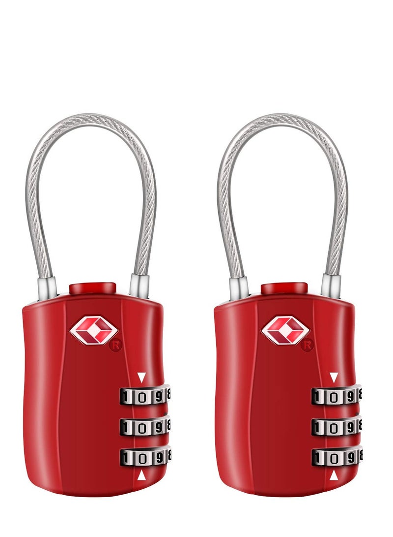 SYOSI TSA Luggage Locks, TSA Approved Luggage Lock 3-Digit Re-settable Combination Lock, Code Lock for Travel Suitcase Luggage Bag Lockers (2PCS Red) [ Zinc Alloy Version] - Image 1