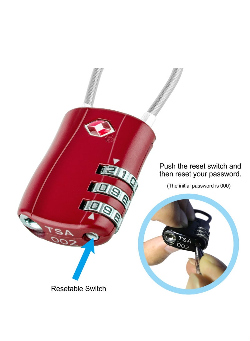 SYOSI TSA Luggage Locks, TSA Approved Luggage Lock 3-Digit Re-settable Combination Lock, Code Lock for Travel Suitcase Luggage Bag Lockers (2PCS Red) [ Zinc Alloy Version] - Image 3