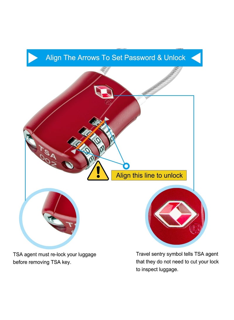 SYOSI TSA Luggage Locks, TSA Approved Luggage Lock 3-Digit Re-settable Combination Lock, Code Lock for Travel Suitcase Luggage Bag Lockers (2PCS Red) [ Zinc Alloy Version] - Image 2