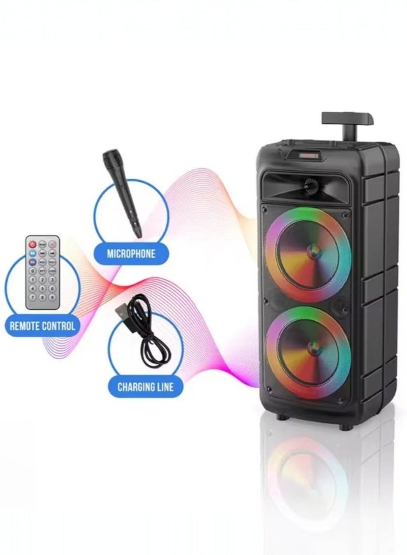 ZQS8211 Rechargeable Wireless Double 20 Inch Trolley Portable Ktv Speaker With Led Light - Image 4