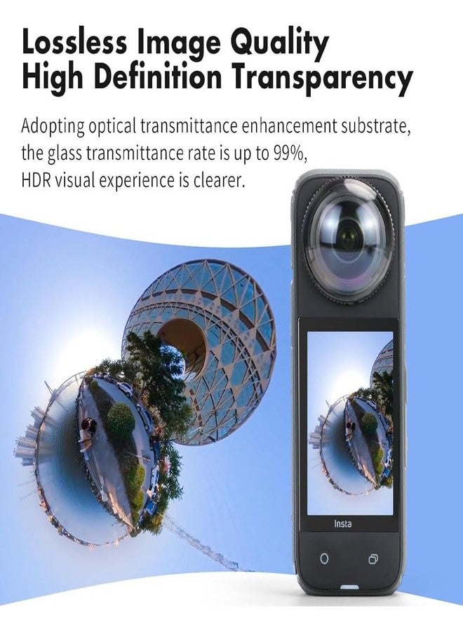 اكشن برو واقي عدسة Action Pro Premium متوافق مع ملحقات كاميرا Insta360 X4، مقاوم للخدش، مطلي بطبقة بصرية، شفاف للغاية، واقي عدسة مضاد للخدش، حامل بمقبض - Image 3