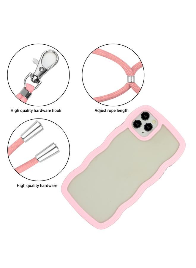 erorex Case For iPhone 11 Pro Max Lanyard Candy Color Wave TPU Clear PC Phone Case - Image 2