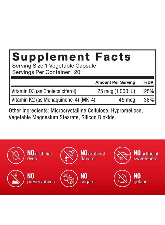 فوريس فاكتور فيتامين د3 ك2 من فورس فاكتور لدعم المناعة وصحة القلب ودعم العظام والمزيد، تركيبة 2 في 1 عالية الفعالية، نباتية، خالية من الجيلاتين، غير معدلة وراثيًا، 120 كبسولة - Image 4