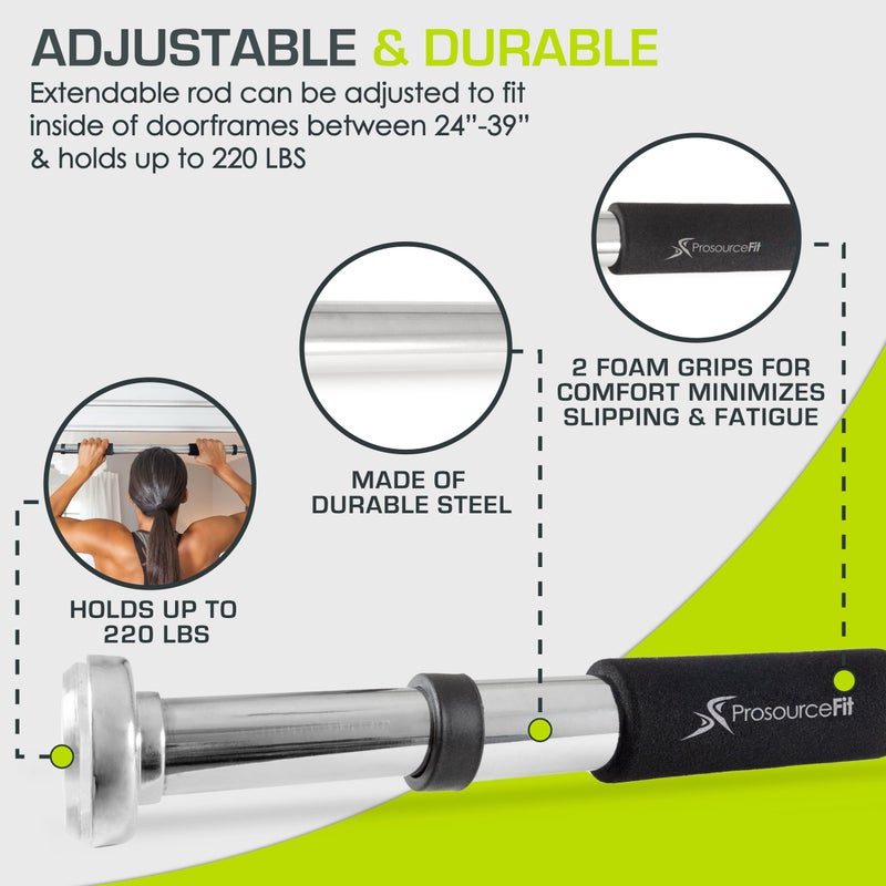 ProsourceFit Heavy Duty Doorway Mount Pull Up/Chin-Up Bar, Adjustable with Foam Grips for Home Workouts - Image 4