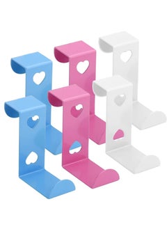 Y&D SYOSI 6 Pcs Over Door Hooks, Stainless Steel Heavy Duty Hooks Z-Shaped for Hanging Coat/Towel/Bag/Robe Bedroom/Bathroom/Kitchen/Office (Pink, Blue, White)  - Image 1