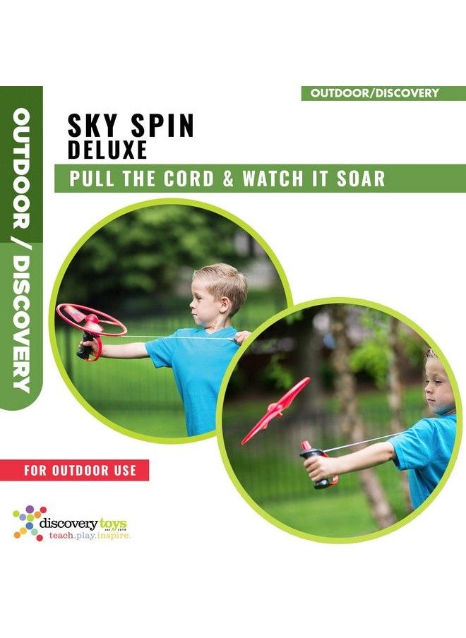Discovery Toys Sky Spin Flying Aerial Disc Launcher Deluxe Edition ;4 Large Wings Kid Powered Learning ; Stem Toy Early Childhood Development 6 Years And Up  - Image 4