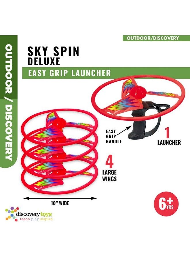 Discovery Toys Sky Spin Flying Aerial Disc Launcher Deluxe Edition ;4 Large Wings Kid Powered Learning ; Stem Toy Early Childhood Development 6 Years And Up  - Image 3