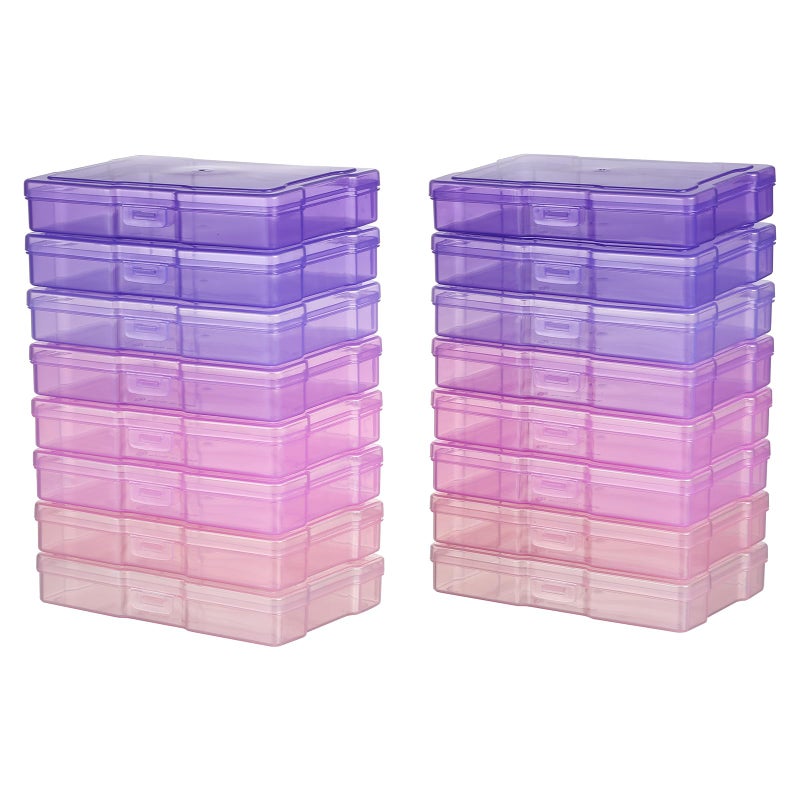 novelinks Transparent 4" x 6" Photo Cases and Clear Craft Keeper with Handle, 16 Inner Photo Organizers & Photo Storage Box, Plastic Photo Storage Containers (Pink Purple Gradient) - Image 2