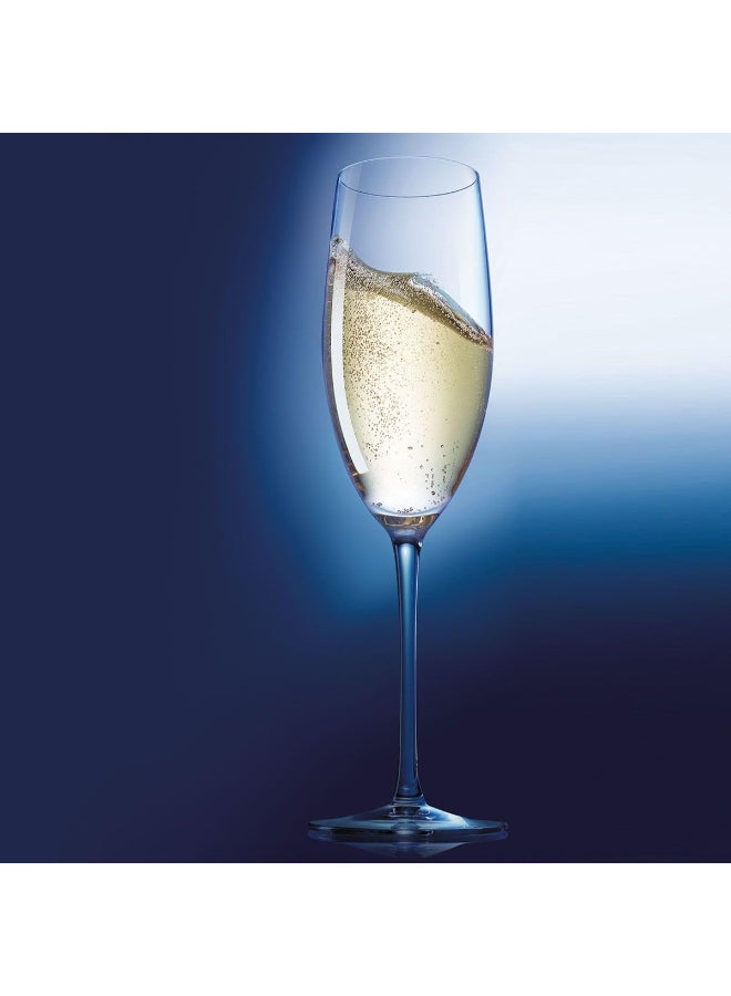Luminarc Menades Stemmed Glass 24cl Set of 4 – Elegant Krysta Lead-Free Crystal Flute-Style Stemware for Sparkling Beverages, Water and Mocktails – Clear – Made in France - Image 4