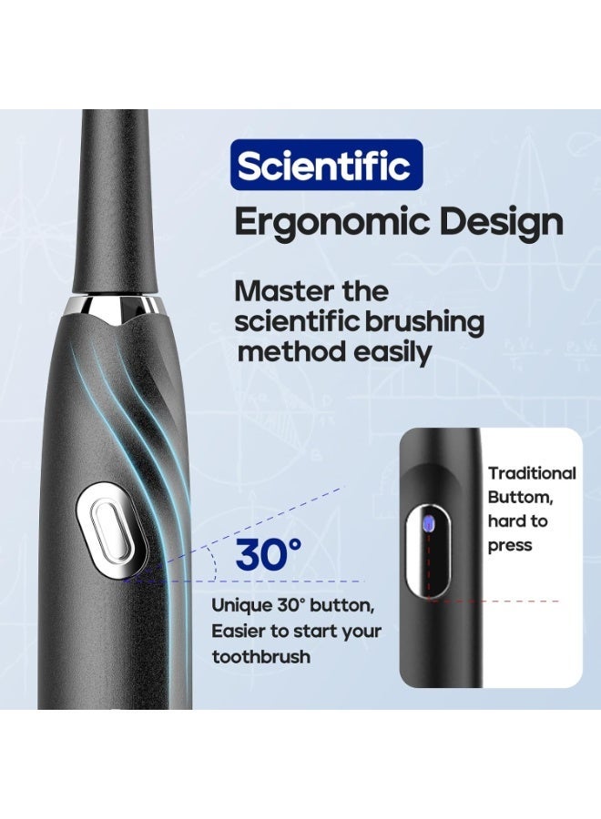 سيجو فرشاة أسنان كهربائية من سيجو مع 10 رؤوس فرشاة، حقيبة سفر وحامل، مؤقت ذكي للبالغين، SG-2316 (أسود) - Image 4