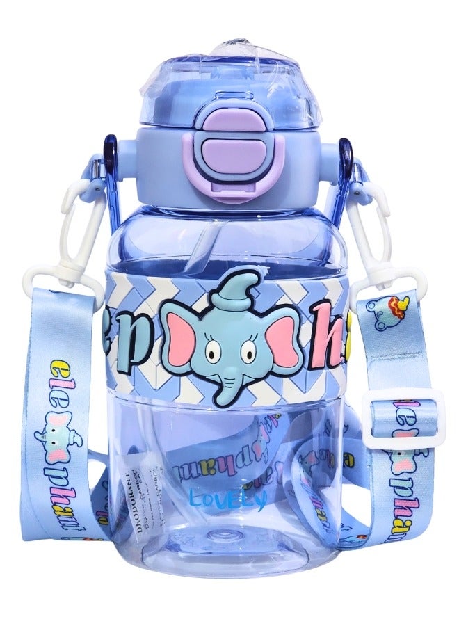 Happy Home 600ml Healthy Premium Quality Kids Water Bottle Acrylic Children's Cup Portable Kids Water Bottle with Straw, Fashion Design Large Capacity BPA Free Water Bottle for School, Shopping, Sports, Travel  - Image 1