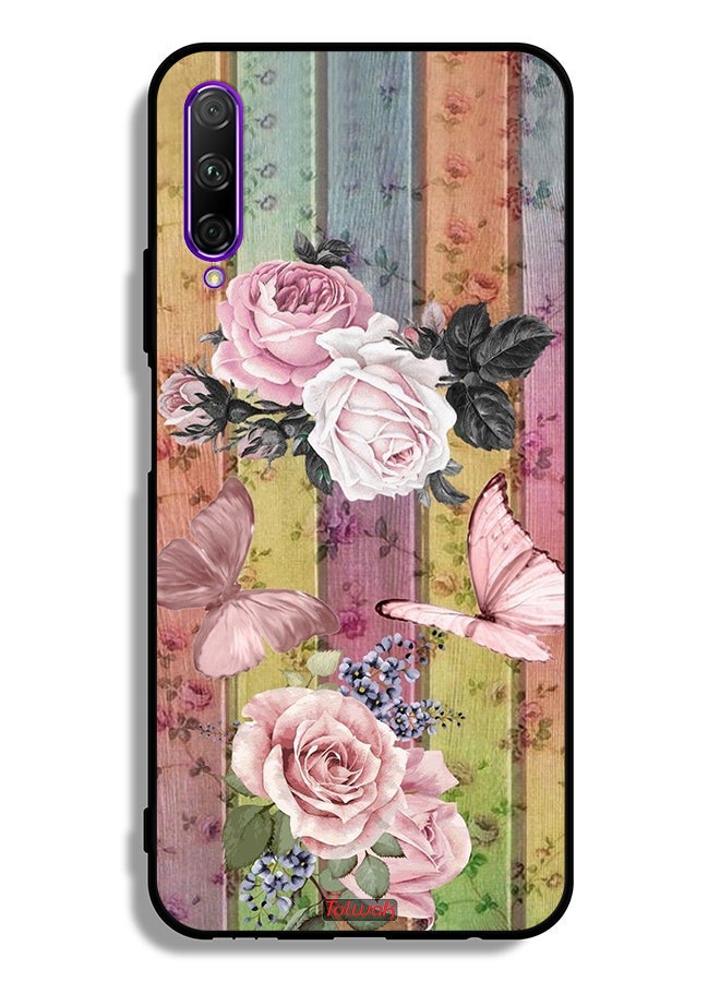 Tolwak Honor 9X Pro Protective Case Cover Peach Butterflies And Roses - Image 2