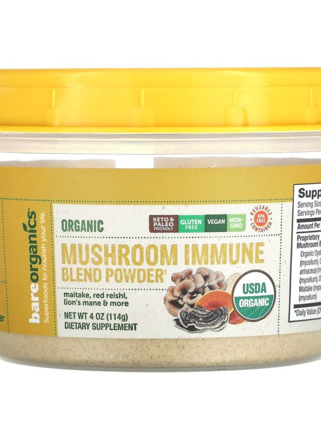 Bareorganics - Organic Mushroom Immune Blend Powder 4 oz (114 g) - Image 1