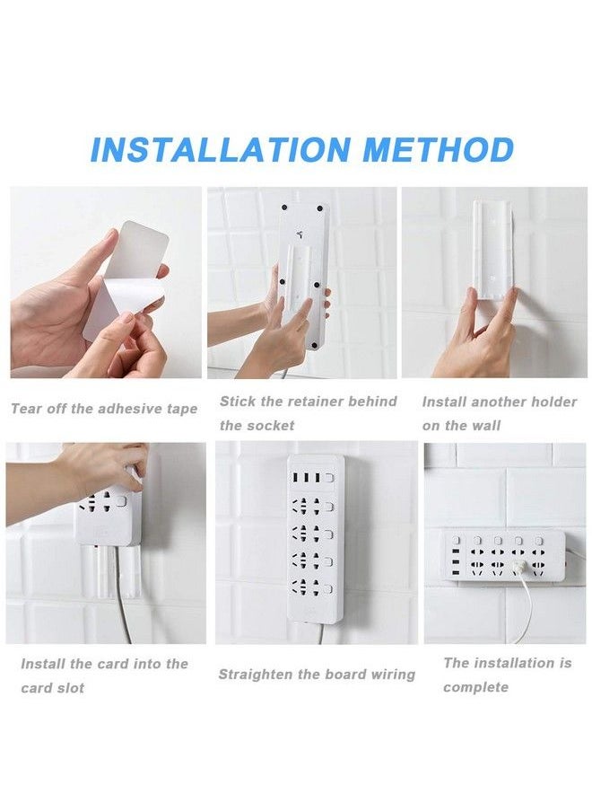 ACKLLR - 6 Pack Power Strip Holder Self Adhesive Fixator Wall Mount Plugin Socket Fixer Bracket Stand Surge Protector Punch Free For Remote Control Router Desk Computer Office Cable Management Rectangle - Image 1
