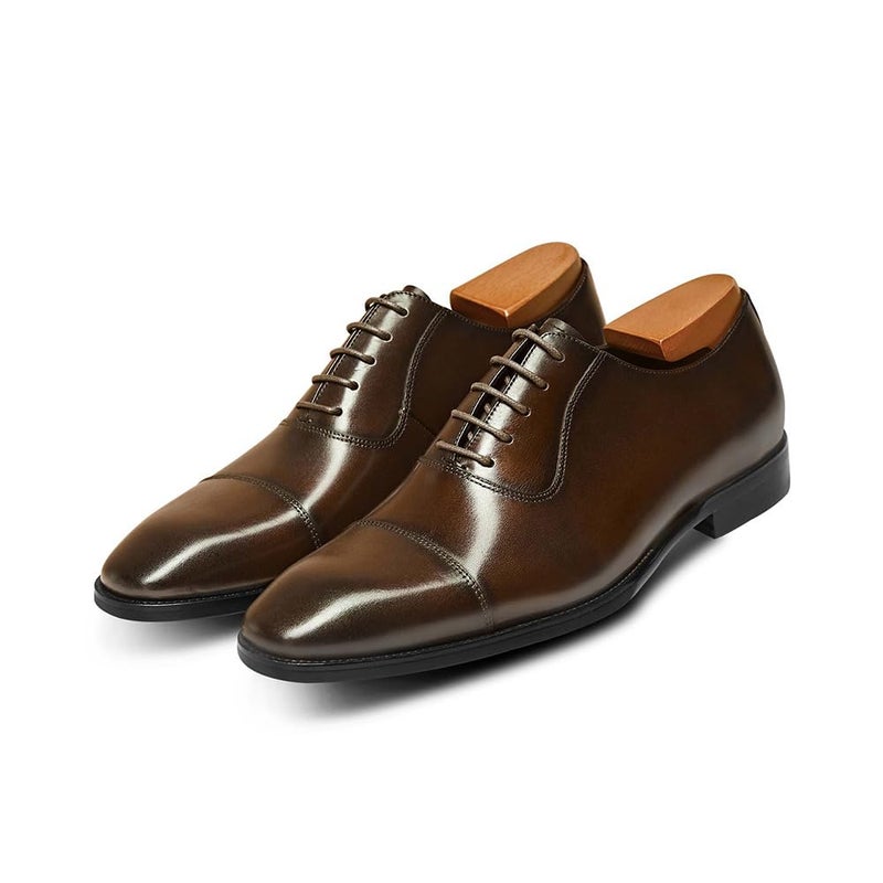 FRASOICUS Mens Dress Oxford Formal Shoes LeatherBusiness Shoes for Men Dark Brown