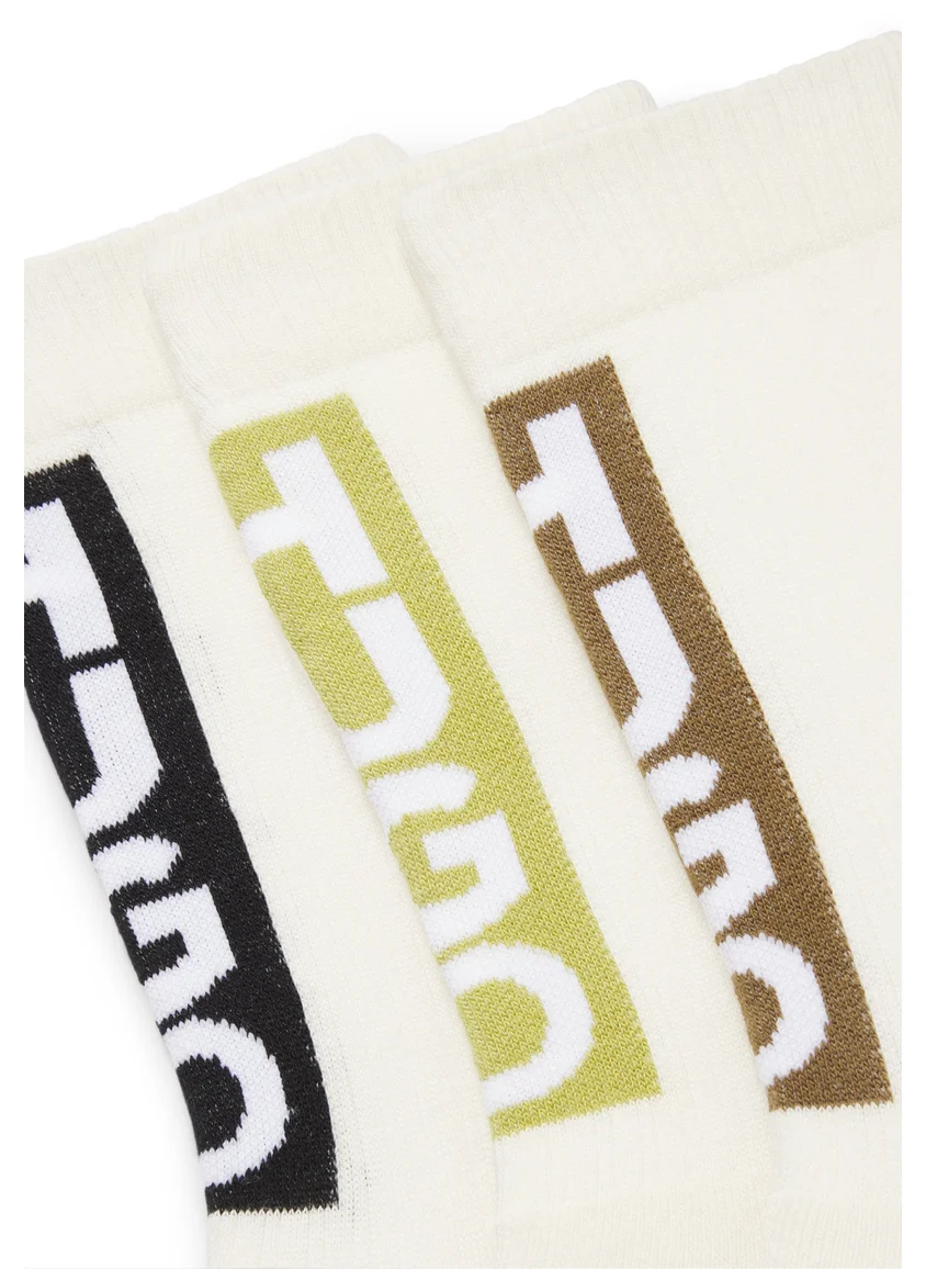 HUGO Three-pack of short socks with vertical logos
