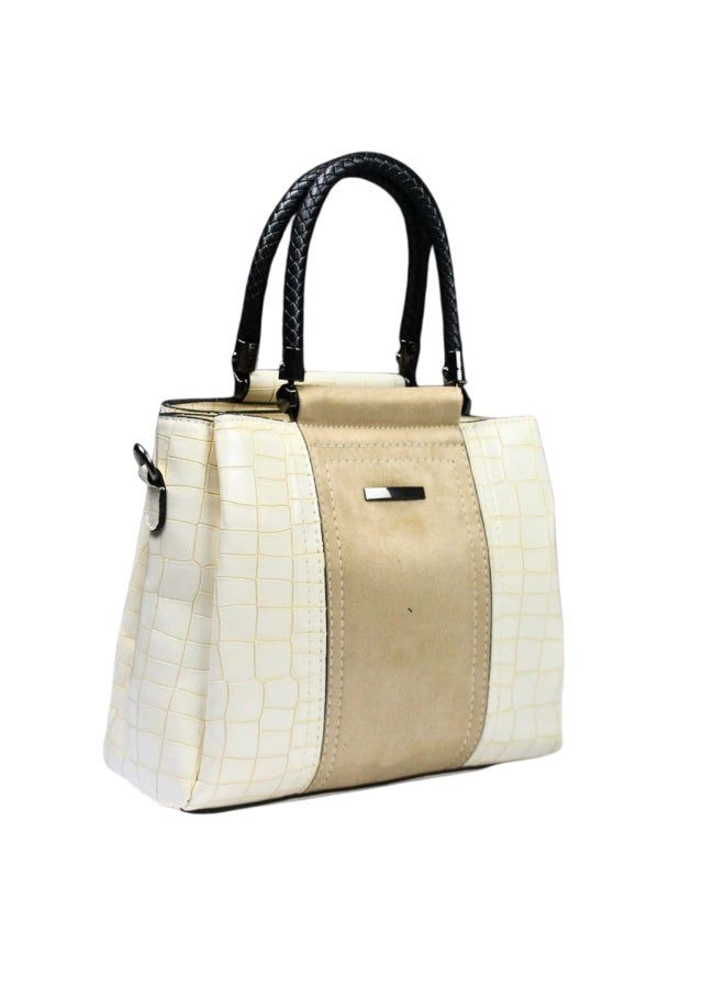 Crocodile handbag with 3 compartments -beige