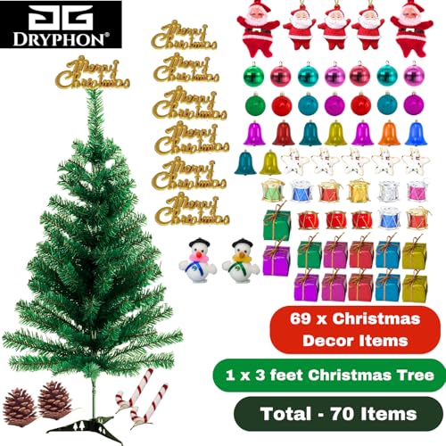 DRYPHON 3 Feet Christmas Tree with 21 Decorations Ornaments for Home Decor | Merry Christmas Tree with Stand and Decoration Items for Xmas Decor - Image 3