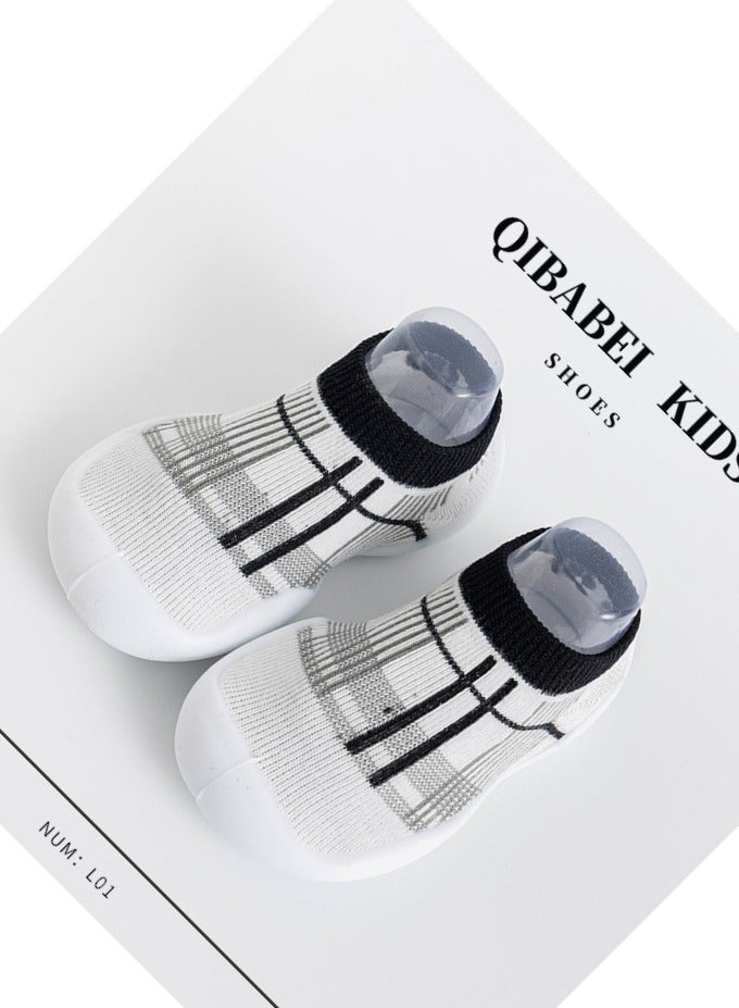 S SYMEFER Baby Sock Shoes with anti slip rubber First-Walking Shoes for Boy and Girls, Lightweight Bthable Cotton Indoor Sock Shoes for Baby Little Girls Boys, Black-M  - Image 4