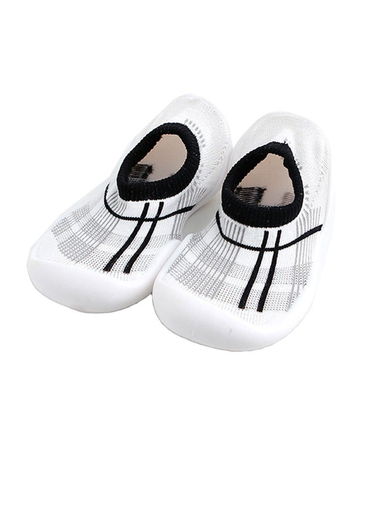 S SYMEFER Baby Sock Shoes with anti slip rubber First-Walking Shoes for Boy and Girls, Lightweight Bthable Cotton Indoor Sock Shoes for Baby Little Girls Boys, Black-M  - Image 1