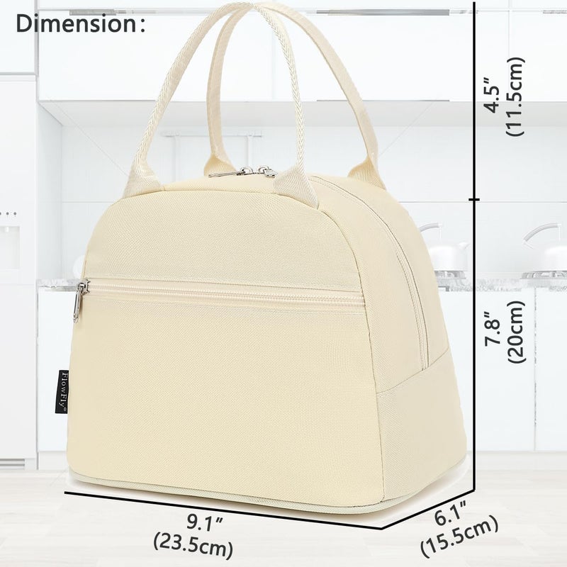 FlowFly Insulated Lunch Cooler Bag - Tote Bag Organizer for Women/Men, Beige - Image 3