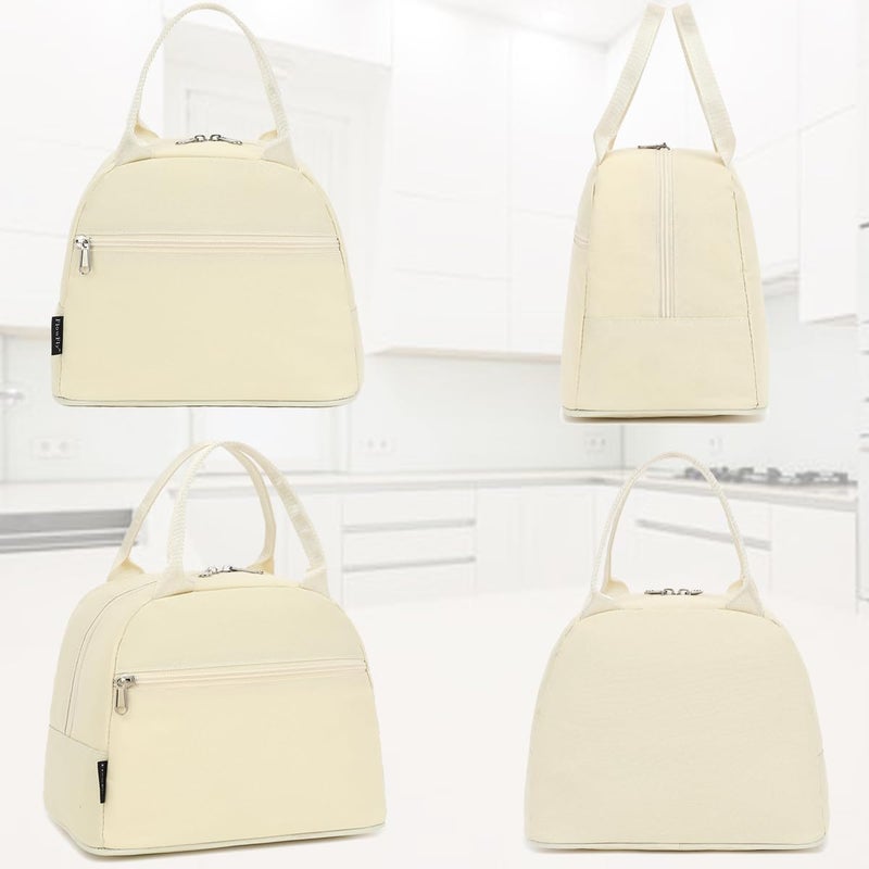 FlowFly Insulated Lunch Cooler Bag - Tote Bag Organizer for Women/Men, Beige - Image 5