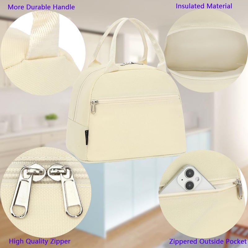 FlowFly Insulated Lunch Cooler Bag - Tote Bag Organizer for Women/Men, Beige - Image 4