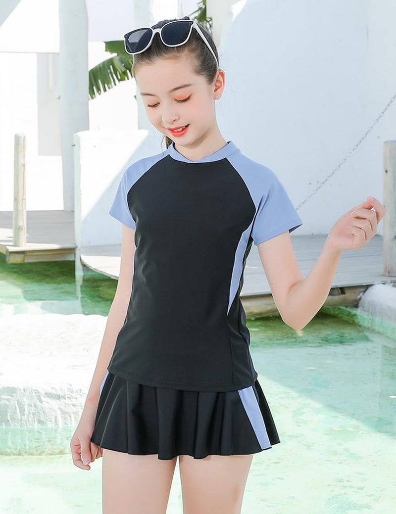 KORADI Girls Swimsuits Rash Guard Swim Sets Kids Two-Piece Bathing Suits Teen Swimwear Beach Shorts Sun Protection Swim Shirts 8-14 Years - Image 3