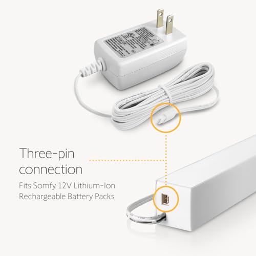 Somfy Charger for V2 Wirefree Motors – Powers External Battery Pack – Compatible with Sonesse 30/40 & Altus 28 – 3-Pin Connector – LED Indicator – 6-Foot Cable – #9025166 - Image 2