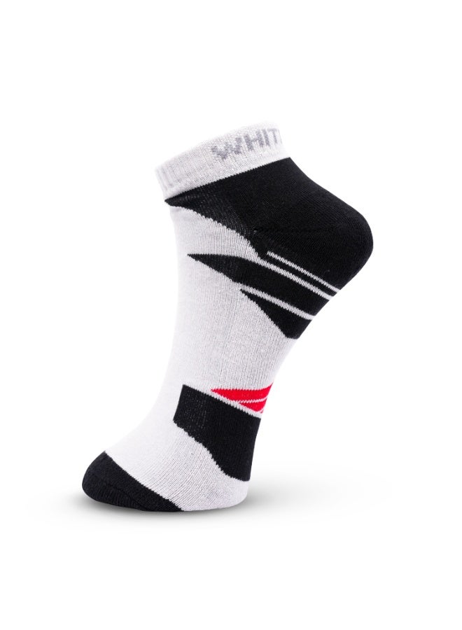 الورقة البيضاء جوارب رجالية قصيرة من نسيج تيري – قابلة للتنفس، تمتص الرطوبة، ثابتة – 3 أزواج – رمادي داكن، أزرق، أسود - Image 3