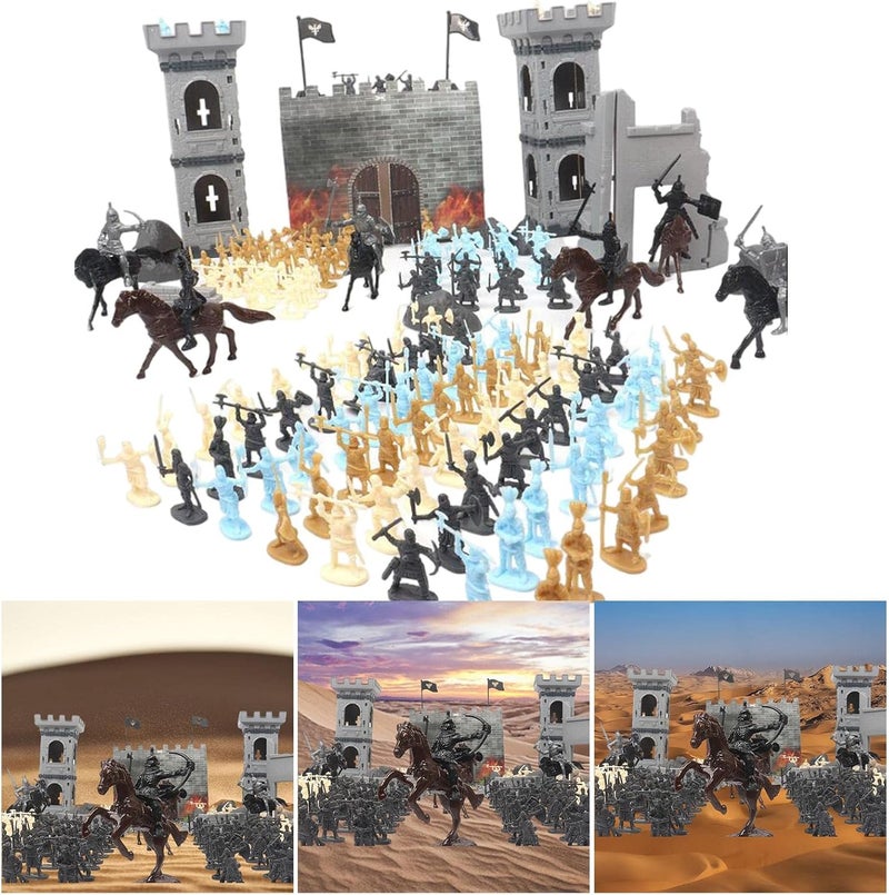 كلاراكو لعبة بناء مركبات فرسان، ملحق لعبة بلاستيكية، نموذج تطوير قلعة وجنود ورجال جيش لتزيين المنزل للأطفال الأولاد - Image 4