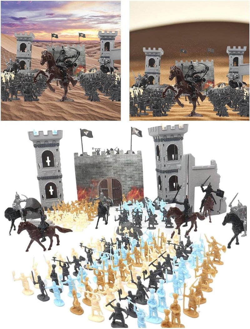 كلاراكو لعبة بناء مركبات فرسان، ملحق لعبة بلاستيكية، نموذج تطوير قلعة وجنود ورجال جيش لتزيين المنزل للأطفال الأولاد - Image 2