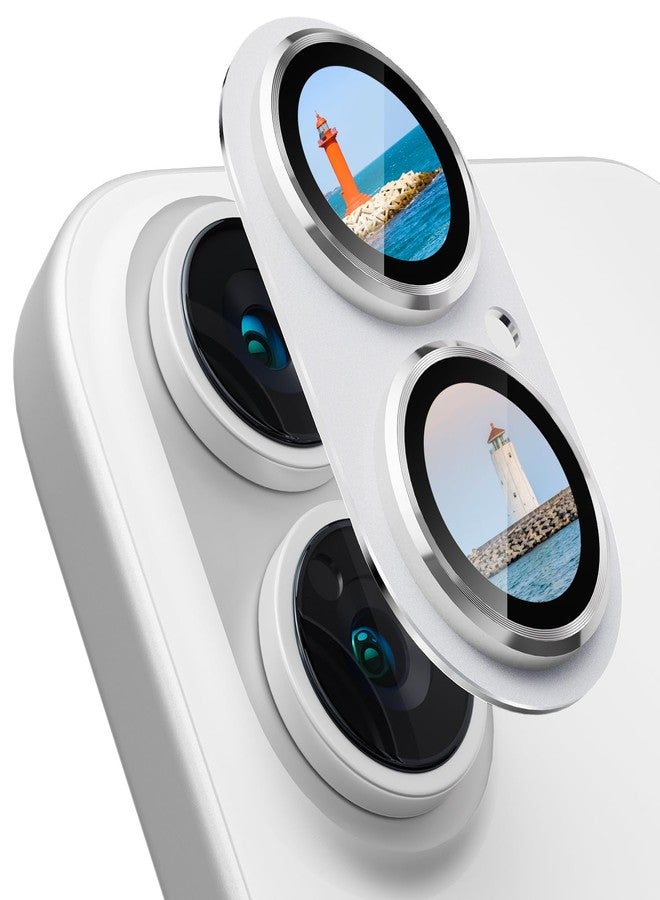 CloudValley for iPhone 16 /iPhone 16 Plus Camera Lens Protector, [AR+AF 98% Transmittance] [Full Coverage] Ultra-HD Tempered Glass Cover, Metal Lens Screen Protective,White - Image 1