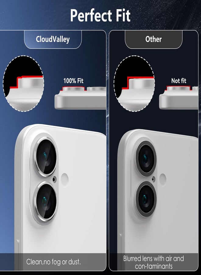 CloudValley for iPhone 16 /iPhone 16 Plus Camera Lens Protector, [AR+AF 98% Transmittance] [Full Coverage] Ultra-HD Tempered Glass Cover, Metal Lens Screen Protective,White - Image 2