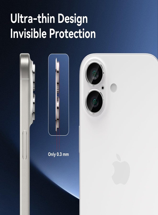 CloudValley for iPhone 16 /iPhone 16 Plus Camera Lens Protector, [AR+AF 98% Transmittance] [Full Coverage] Ultra-HD Tempered Glass Cover, Metal Lens Screen Protective,White - Image 3