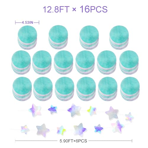 pinkblume 205Ft Pastel Party Decorations Circle Dot Backdrop Streamer Pastel Tissue Paper Polka Dots with Iridescent Star Hanging Garland for Birthday Wedding Bachelorette Engagement Baby Shower Party Supplies - Image 2
