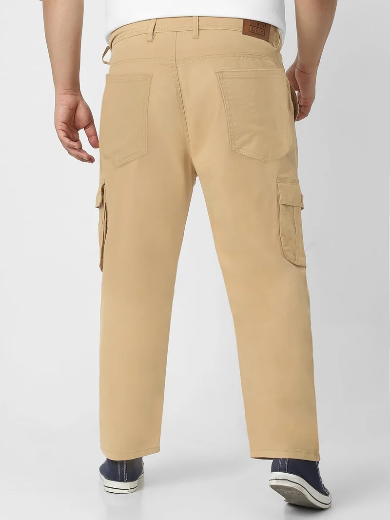 Urbano Fashion  Urbano Plus Men's Beige Regular Fit Solid Cargo Chino Pant with 6 Pockets for Men | Best Price UAE