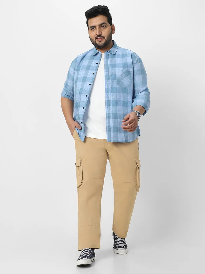 Urbano Fashion  Urbano Plus Men's Beige Regular Fit Solid Cargo Chino Pant with 6 Pockets for Men | Best Price UAE