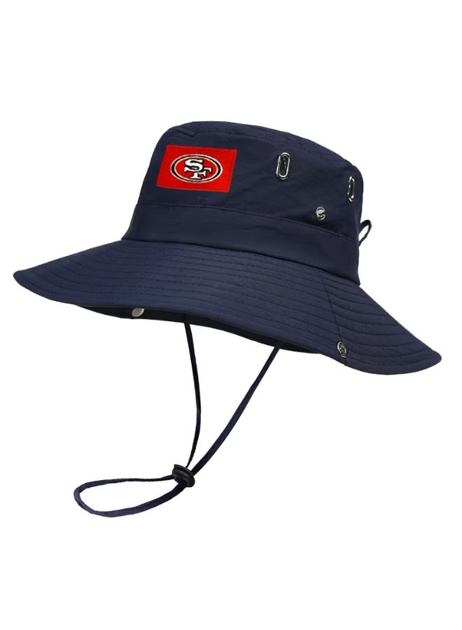 San Francisco 49ers Navy Wide-Brim NFL Bucket Hat with Adjustable Chin Strap