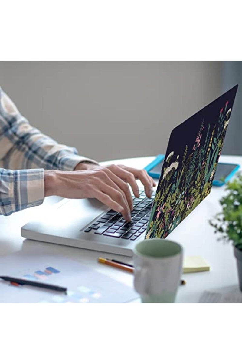 Newplenty Laptop Skin Sticker, 13.3 14 15 15.4 15.6 inch Laptop Skins, Universal Vinyl Decal, Dustproof Scratch Resistant Reusable Cover Protector with Free 2 Wrist Pads (Flower in Black Background) - Image 2