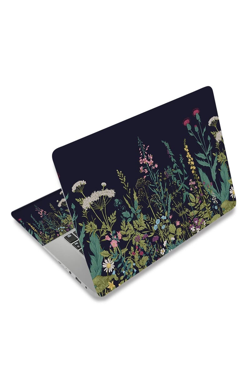 Newplenty Laptop Skin Sticker, 13.3 14 15 15.4 15.6 inch Laptop Skins, Universal Vinyl Decal, Dustproof Scratch Resistant Reusable Cover Protector with Free 2 Wrist Pads (Flower in Black Background) - Image 1