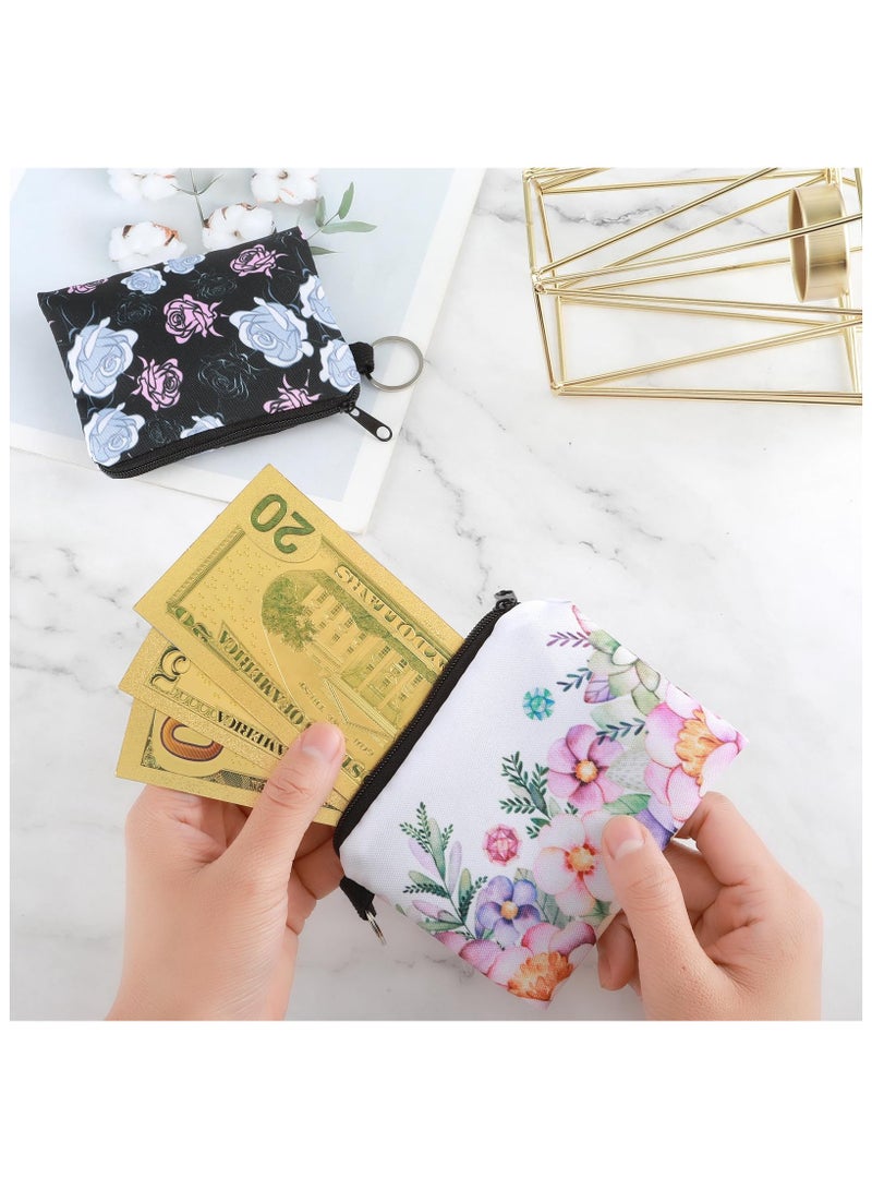 SYOSI 2 Pcs Flower Change Purse, Cute Zipper Coin Bag, Cartoon Handy Pouch Purse Key Ring Wallet Travel Toiletry Bag, Beauty Accessories Organiser Purse Key Ring Wallet Pencil Case  - Image 2