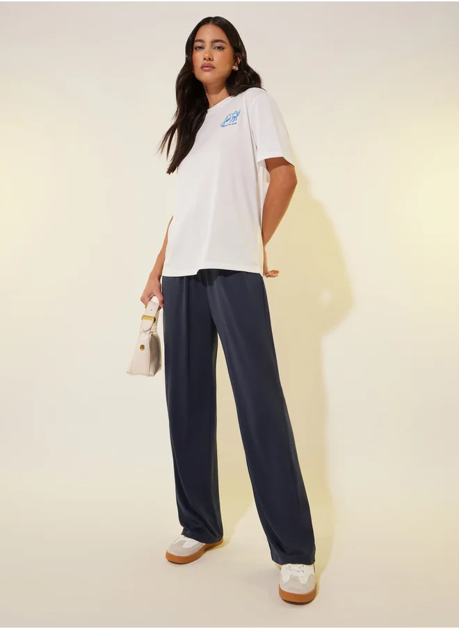 ستايلي Embroidered Round Neck T-Shirt