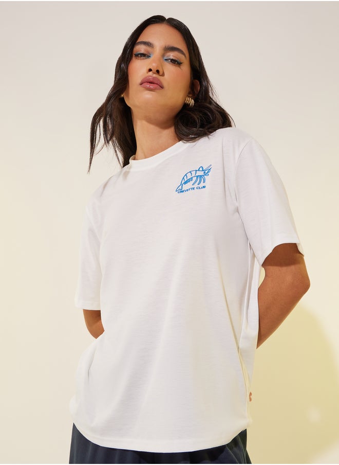 Take Two Embroidered Round Neck T-Shirt  - Image 1