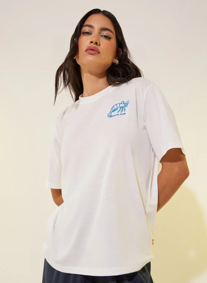 Take Two Embroidered Round Neck T-Shirt